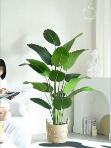 【Send flower pots】Artificial Plants big size 68/85/95cm Artificial Palm Leaves artificial fiddle plant Monstera plant Fiddle Leaf Fig Tree Ficus Lyrata Plant For Indoor House Home Wedding Office Decoration