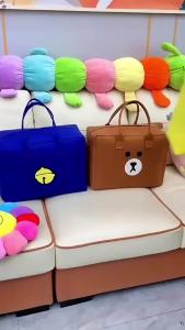 Felt Tote Bag Felt Bag ความจุสูง Time Attendance Bag Tote Bag รูปแบบการ์ตูนหนาถุงช้อปปิ้ง