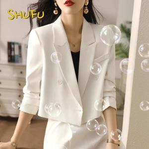 SHUFU Hàng sẵn sàng áo blazer dài tay cho nữ phong cách hàn quốc áo blazers công sở cộng với kích thước 2619