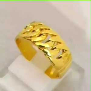 Abee Acc-1623 Aksesoris wanita cincin titanium gold anti karat motif double rantai