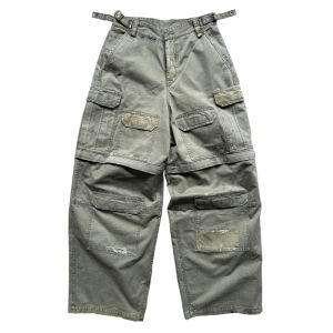 กางเกงทำงานย้อนยุคแบบถอดได้ ทรงหลวม กางเกงขายาวทรงตรง ผ้าฝ้ายผสมโพลีเอสเตอร์ ฤดูร้อน 2025 กางเกงขายาวทรงหลวม