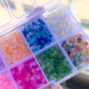 Beadia 10 Grid Set Manik Huruf & Rice Beads | Untuk Kalung Gelang DIY | Manik Karet Kotak Aksesori Craft - BISA PILIH WARNA