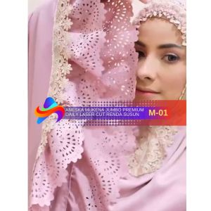 M-01 | Aneska Mukena Jumbo Premium Daily Laser Cut Renda Susun