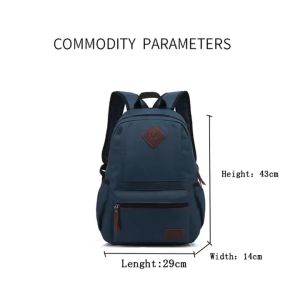 SPS BAGS#4012 Fashionable 16inches canvas backpack for Men designed for school work or travel with compartment and multiple zippered exterior pockets for smaller items.