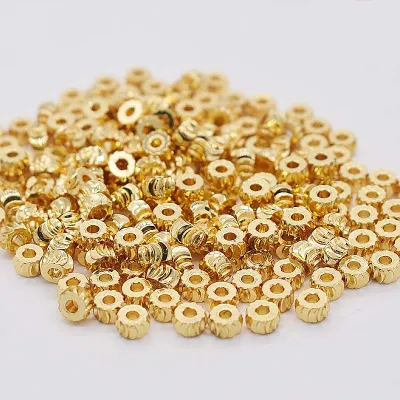 14k Gold Plated Round Smooth Spacer Beads for DIY Bracelet Charms
