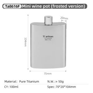 Tiartisan | Tiartsian Outdoor Pure Titanium 100ml Mini Wine Bottle Whisky Wine Pot With Funnel Camping Hiking Ultralight Pocket Sake Flask
