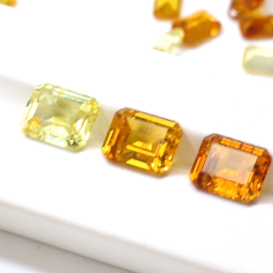 Chamfered Rectangle Shape Emerald Cut Yellow Lab Grown Sapphire with Visible Inclusions for DIY Jewelry Accessories Jewelry Making