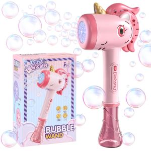 Unicorn Bubble Blower Automatic Bubble Machine Fantasy LED Lights Outdoor Bubble Toy for 3 year+ old No Included Bubble Solution