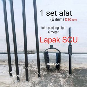 1 set alat strauspile borepile bor tanah bor biopori