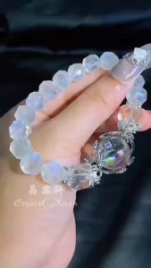 【 现货 】💰切面月光石&彩虹白水晶设计款手串｜释放负能量｜智慧思维清晰专注｜招贵人守护平安开运｜Moonstone & Rainbow Quartz Bracelet