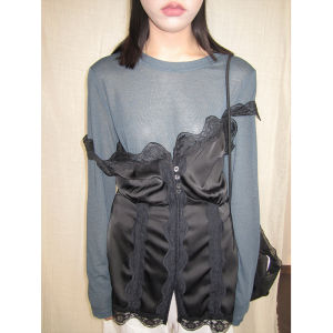 Spicy Girl Layered Lace Design Sensation Waist-Cinching Small Strap Vest Womens Spring Summer New Style Top Can Be Worn Alone