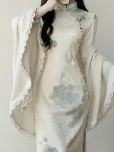 Ting Yue Ling New 2025 Young Style Elegant Chinese Dress Long Cheongsam Cheongsam Gown Daily Autumn Winter Low Slit Sleeve Length