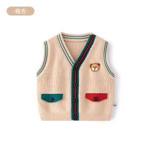 Spring Autumn Childrens Bear Knitwear Baby Cardigan Coat Girls V-neck Sweater Boys Long Sleeve Cotton Polyester Clothes