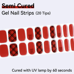 20pcs Semi Cured Gel Nail Strips Glitter Christmas Gel Nail Stickers with UV Light Required Salon Quality Easy Apply & Remove