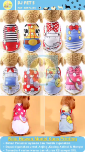 Baju Anjing Kucing Model Kaos Printing Karakter Disney Bahan Poliester Nyaman Size XS-XXL Pilihan Motif Beragam