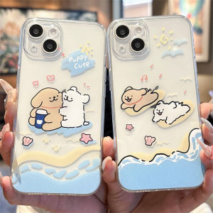 Cute Line Dog Silicone Transparent Phone Case for Apple 16Promax Iphone 15 Couple 14Plus New Model 13 Summer 12Mini Cartoon 11 Creative 17