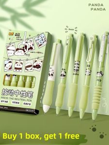 MONLEYTA | Panda High Aesthetic Quick Dry Click Neutral Pen ST Tip Special For Question Brushing European Bag 0.5 Core Student Exam Smooth Signing Black Water Pen