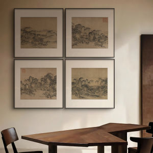 Modern Chinese Style Landscape Painting Decorative Artwork for Hotel Lobby Square Tea Room Restaurant Living Room Sofa Background Wall Decor