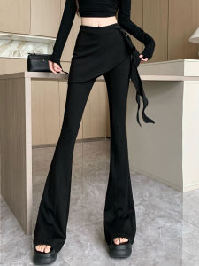 High Waist Flared Pants And Skirt Suit Two-Piece Set Womens Fashion Design Spring Autumn Zipper Casual High Waist Pants