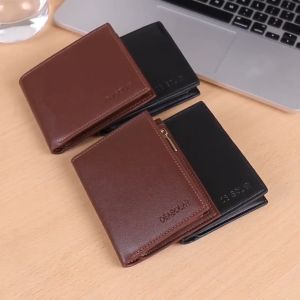 CSONLINEMALL Men Card Holder Short Wallet PU Leather Trifold Wallets for Man