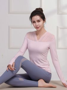 Women's Yoga Fitness Sportswear: Long Sleeve Top & Chest Pad Pilates Training Set