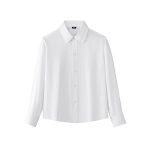 2026 Trendy Boys long-sleeved single piece white shirt formal occasion dignified and simple handsome square-neck shirt 4-10Y