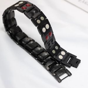 Gelang Terapi Kesehatan Magnetik - Original - Pria - Full Hitam - Racabel - Dua Baris | Elega Hitam