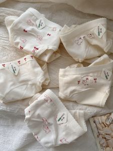Antibacterial Pure Cotton Underwear Extended Crotch New Year Cream Rabbit Rabbit Ladies Triangle Panties mid Waist Design