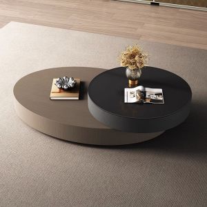 Brunos Dr Italian Minimalist Oval Rotate Tempered Glass Coffee Table round Modern Minimalist Design