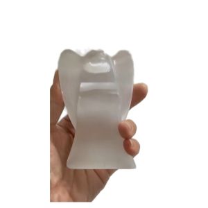 SI Selenite Crystal Angel Removal of Negative Energy & Stress Guardian Hand Curved