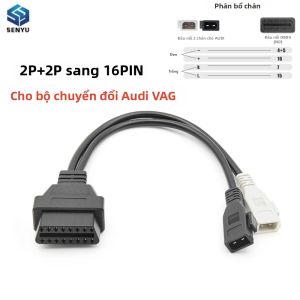 2X2 Obd To Obd2 16Pin Cáp Chuyển Đổi Cho Xe Audi VAG Công Cụ Chẩn Đoán Ô Tô-Nam Đến Nữ Cổng Kết Nối Chất Lượng Cao