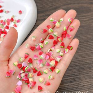 20pcs 3D Sweet Strawberry Nail Art Decorations Mini Food Fruit Resin Charms for DIY Press On Nails Manicure Accessories Supplies