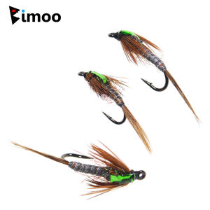 Bimoo 6pcs #14 #16 Flash Back Pheasant Tail Nymph Fly Brown Hackle Dry Fly for Trout Perch Grayling Fishing Lures Baits