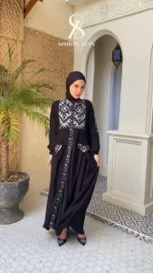 Gamis Shirinzein Tenun Elegan dengan Motif etnik Lengan Panjang Busui - Size S-3XL