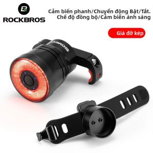 Đèn Hậu Xe Đạp Thông Minh ROCKBROS Đèn Rung Cảm Biến Ánh Sáng Đèn Hậu Xe Đạp Type-C Đồng Bộ Hóa Đèn Hậu Xe Đạp Đường Trường MTB Hợp Kim Nhôm Chống Nước IPX6