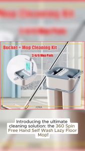 360 Spin Free Hand Self Wash Lazy Floor Mop 2in1 Squeeze Dry Flat Mops magic Bucket With map Cloth A SET smart Net for tornado Floor pad Cleaning Broom home use Dustpan Cleaner clean complete