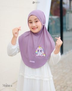 MAHIRA KIDS (Chat Untuk Warna Ready) Daffi Hijab Anak Jersey Bordir Muslimah Lucu Jilbab Instan Bertali Tali Best Seller
