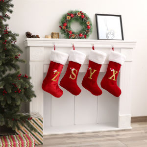 New Creative Alphabet Christmas Stocking Gift Bag Christmas Tree Decoration Hanging Ornament For Home Holiday Party Decoration
