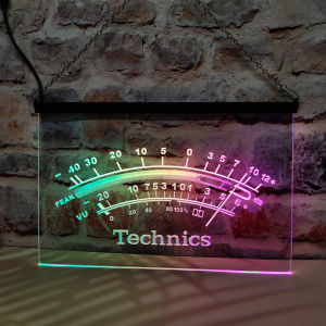 Technics Peak VU dB-LED Neon Sign Featuring Colorful Flowing EffectPerfect for Home Decoration and Creating Party Mood