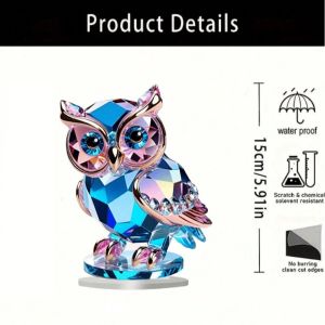 1PCS Cute Crystal Plastic Owl Desktop Decora Animal Theme Home Decora Living Room Decora Ideal Festival Decora Small Sculpture