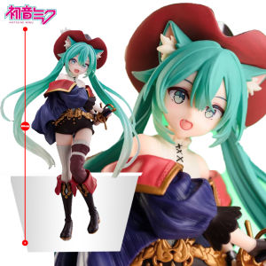 Bandai | Hatsune Miku Desktop Cute Action Figure Tale Wonderland Miku Puss in Boots Anime Figurine Kawaii Girl Model Toy Adorable Decor