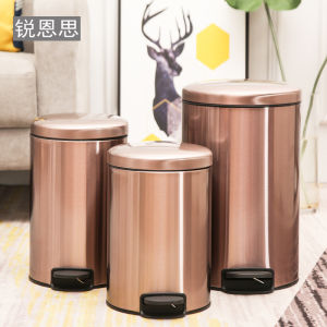 Stainless Steel Trash Can with Lid For Home Pedal European Creative Kitchen Living Room Bathroom Deodorizing Filter Toilet Pedal Type