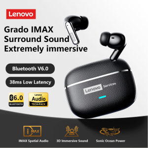 Lenovo | Choice Lenovo LE208 Wireless Bluetooth Leather Earphones Stereo ENC Noise Cancelling Headphone 38ms Low Latency Gaming Headset