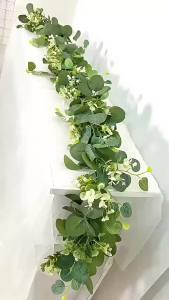 1pc Artificial Eucalyptus Leaves Greenery Garland Faux Plant Spring Vines with White Flowers Berries for Wedding Home Party Deco