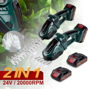 20000RPM 24V Cordless Electric Hedge Trimmer 2 IN 1 Handheld Efficient Household Shrub Lawn Mower Garden Pruning Tool