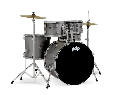 PDP CENTERSTAGE 5PC KIT w/ HARDWARE CYMBAL & DRUMTHRONE - Silver Sparkle