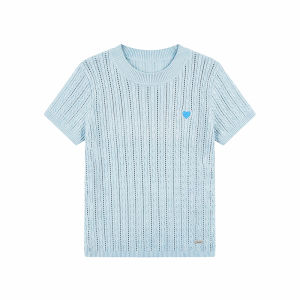 Short-sleeved Knit Top Hollow Heart Design