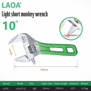 LAOA | LAOA 6/8/10/12 Inch Short Adjustable Wrench Light Portable Monkey Wrench Plumbing Spanner with Scale for Tight Space Auto Repair