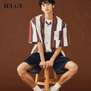 IELGY Áo Thường Ngày Tay Ngắn Áo Sọc Cho Nam Thời Trang Kiểu Mỹ