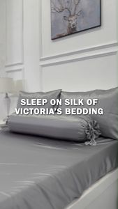 Bộ Ga Giường Phi Lụa Victorias Bedding Màu Xám Ghi Chính Hãng Korea